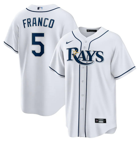 Men's White Tampa Bay Rays #5 Wander Franco Cool Base Stitched Baseball Jersey